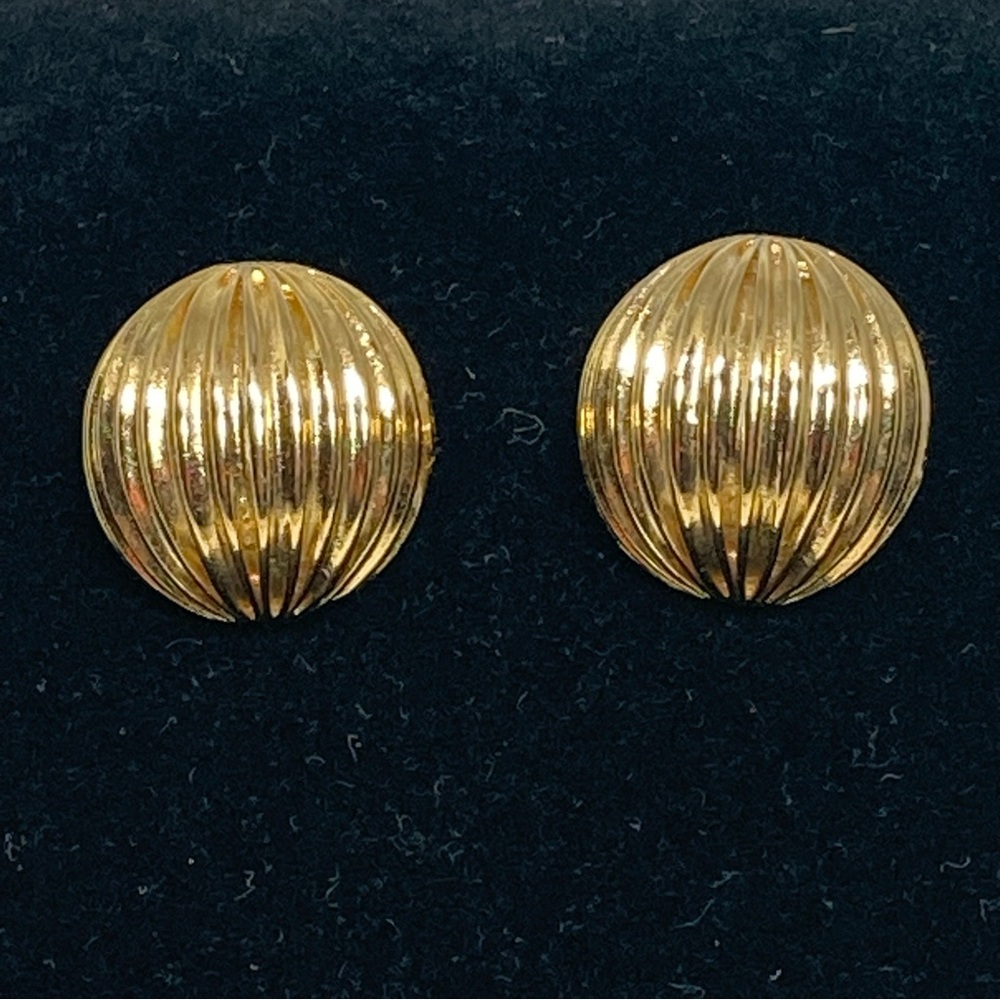 Liz Claiborne Ribbed Gold-Tone Dome Stud Earrings